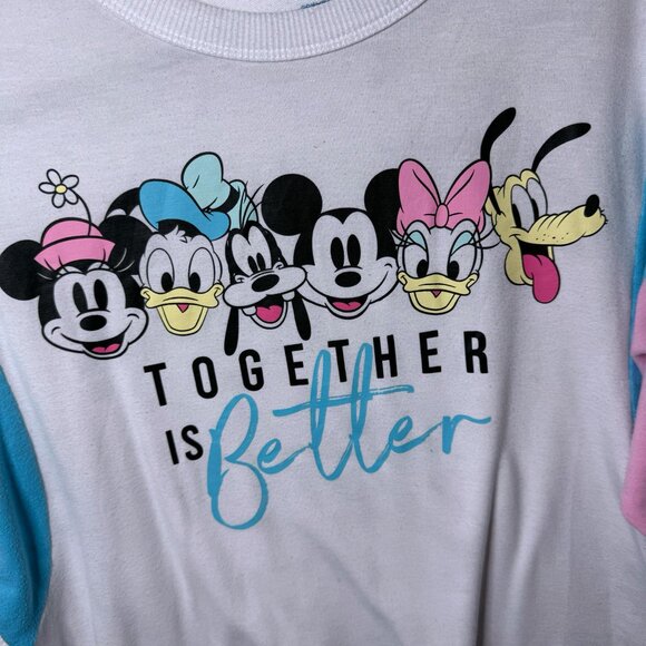 Disney Size XS Oversized Lounge Comfy Long Sleeve Top Mickey Minnie Mouse Goofy - Picture 6 of 9